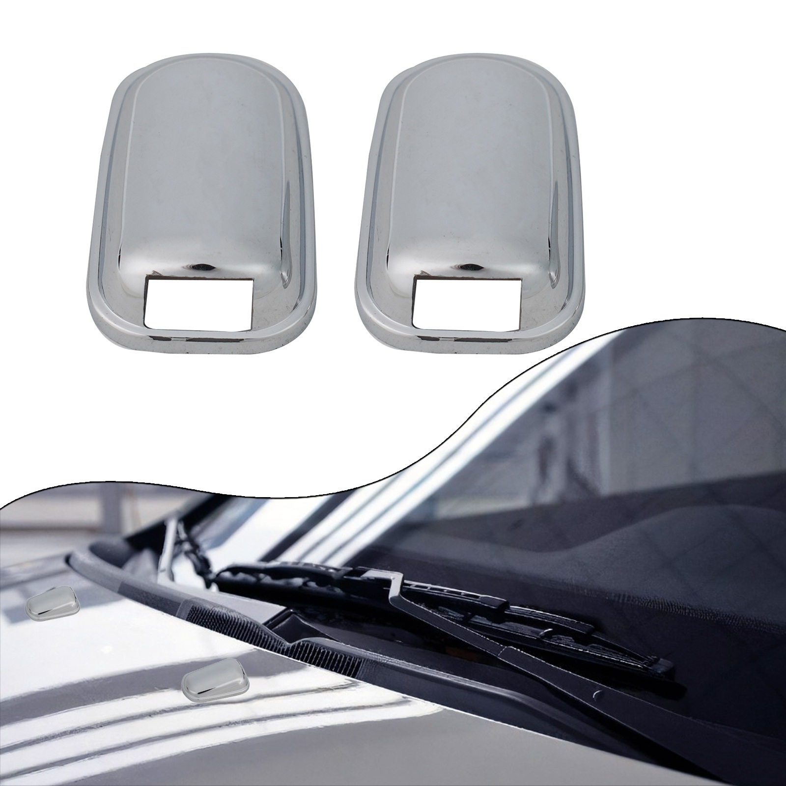 Car Wiper - 2 Pcs Car Chrome Windshield Washer
