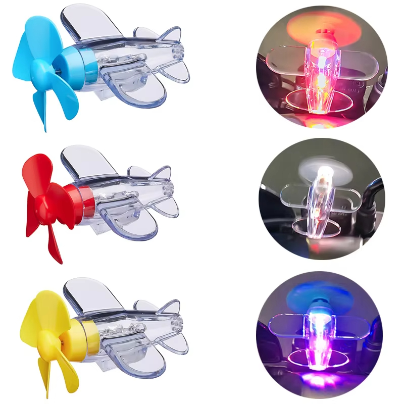 Car Mirror - Wind Powered LED Airplane Ornament for
