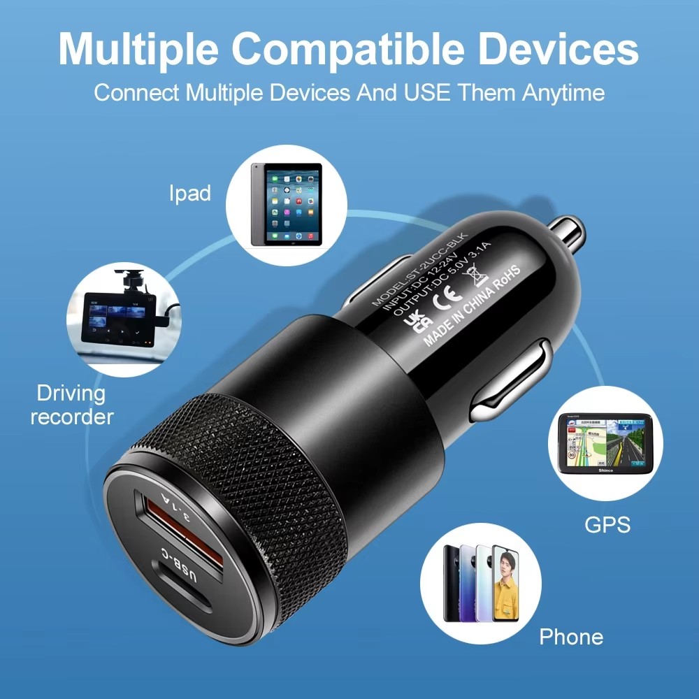 3.1A USB Car Charger Type C Fa - đánh giá và giá Car Charger