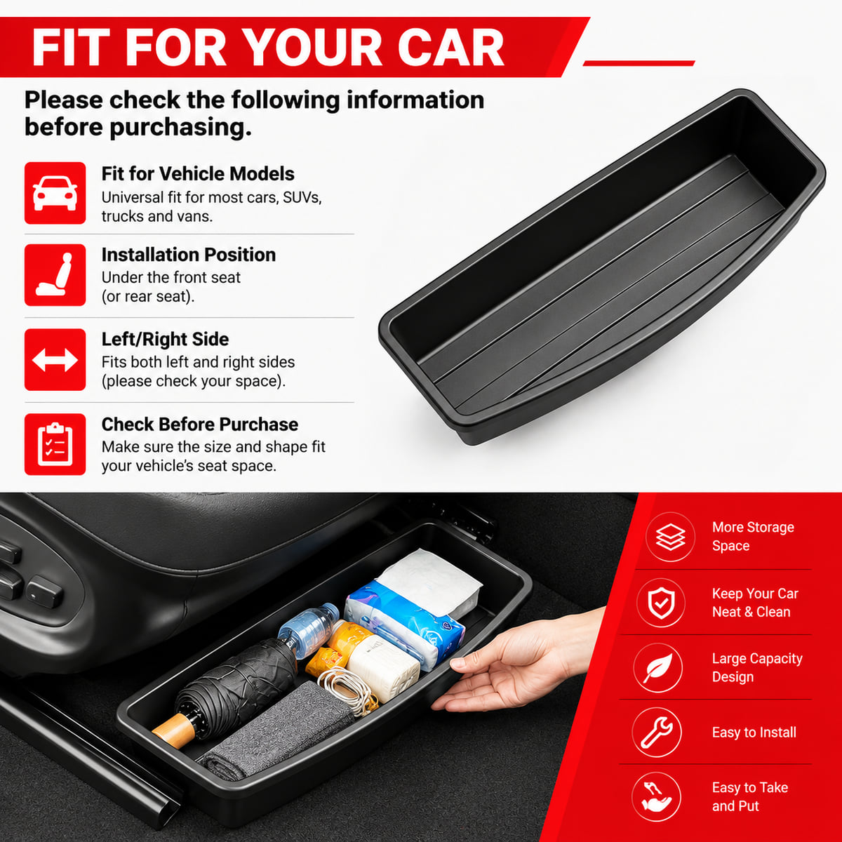 PINMOAP Under Seat Car Storage - đánh giá và giá Car Cable Organizer